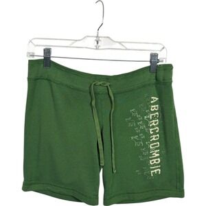 Vtg Y2K Abercrombie & Fitch Green Sweat Shorts Womens S Drawstring Logo Athletic